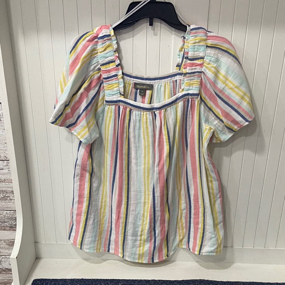 Style & Co. Multicolor Striped Blouse